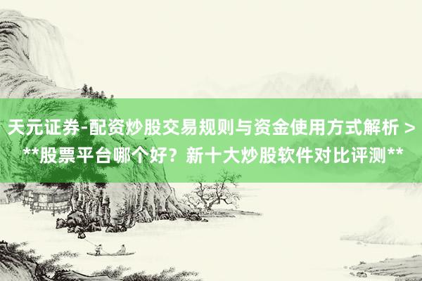 天元证券-配资炒股交易规则与资金使用方式解析 > **股票平台哪个好？新十大炒股软件对比评测**
