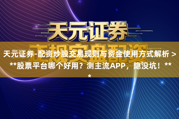 天元证券-配资炒股交易规则与资金使用方式解析 > **股票平台哪个好用？测主流APP，隐没坑！**