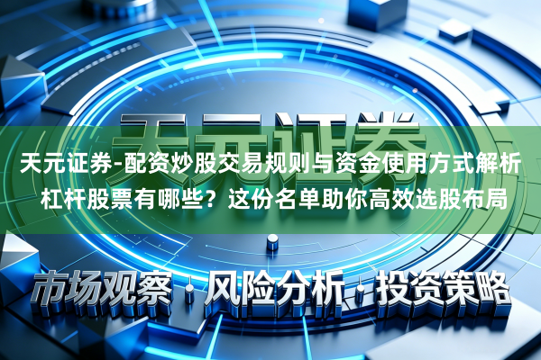 天元证券-配资炒股交易规则与资金使用方式解析 杠杆股票有哪些?这份名单助你高效选股布局